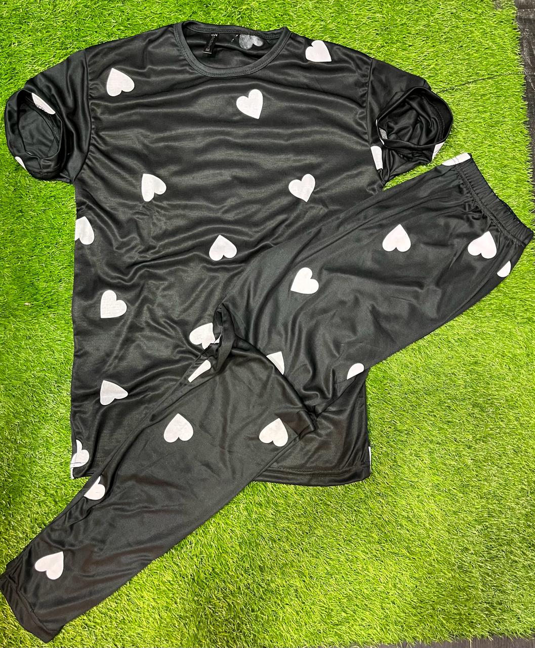 black dil dil nightsuit white heart printed in premium fabric f MH FASHION