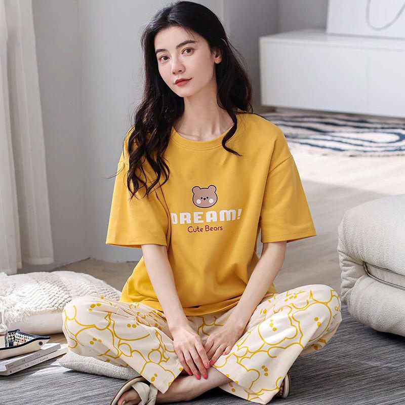 DREAM BEAR PRINTED NIGHT DRESS IN COTTON FABRIC MH FASHION