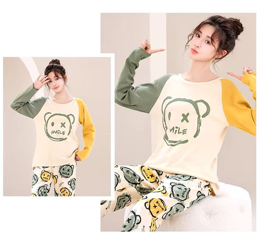 Multi smile BEAR PRINTED NIGHT DRESS IN COTTON FABRIC COTTON JARSY