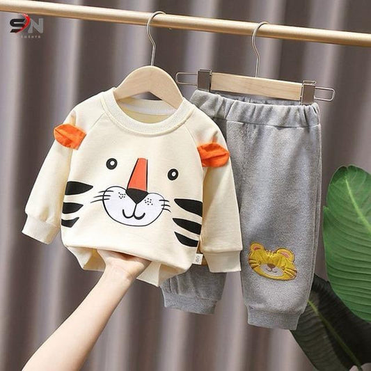 White Lion Printed Winter Kids Track Suit Fabric Fleece STYLE GROOVE