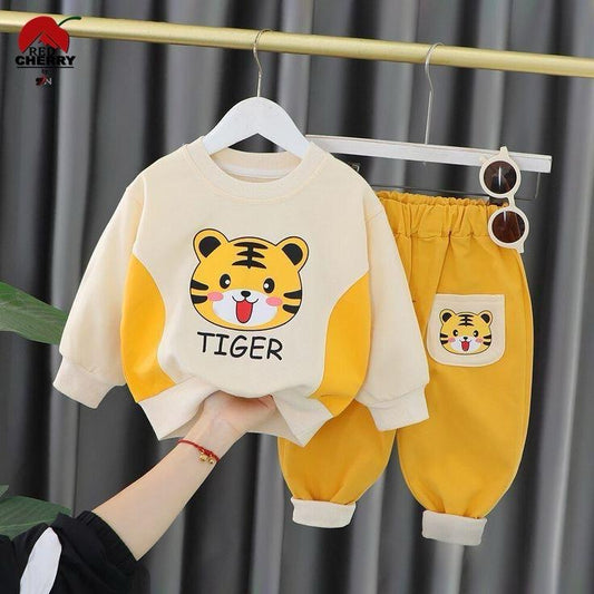 Yellow Tiger   Printed Winter Kids Track Suit Fabric Fleece STYLE GROOVE