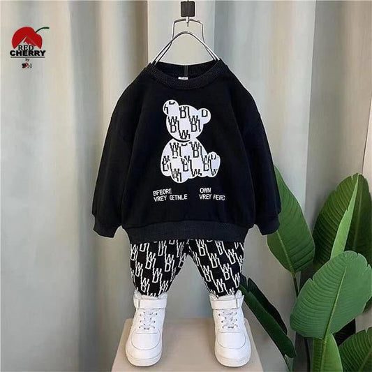 Black Teady bear Winter Kids Track Suit Fabric Fleece STYLE GROOVE