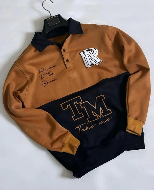 Musturd & Black Polo Letter Printed Winter SweatShirt For Mens & Boys STYLE GROOVE