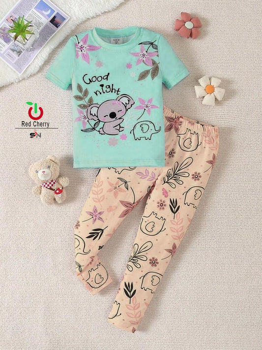 Green Good Night Shirt & Trouser For Baby & Baba