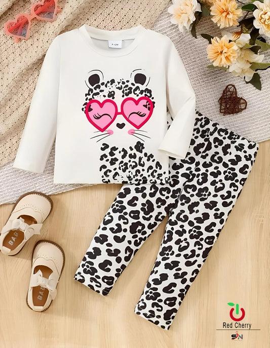 White Cool Cat Shirt & Trouser For Baby & Baba