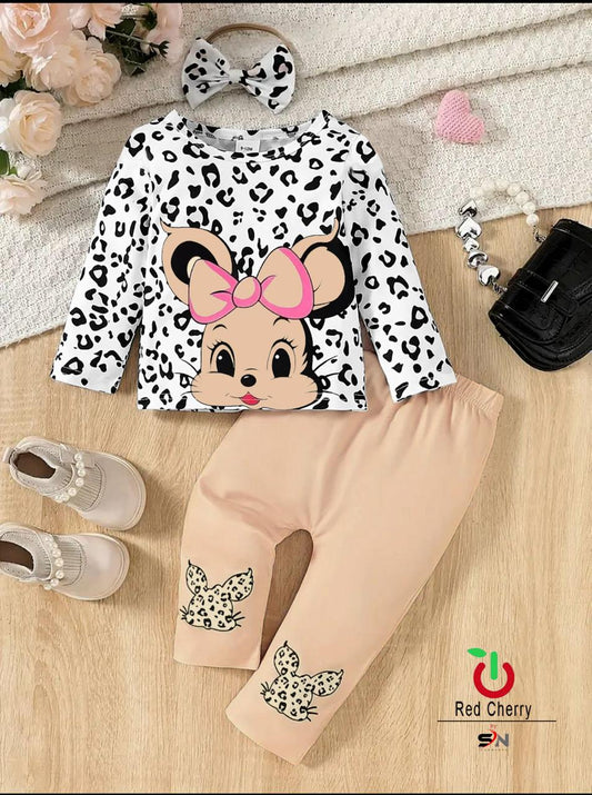 White Skin Cartoon Print  Shirt & Trouser For Baby & Baba