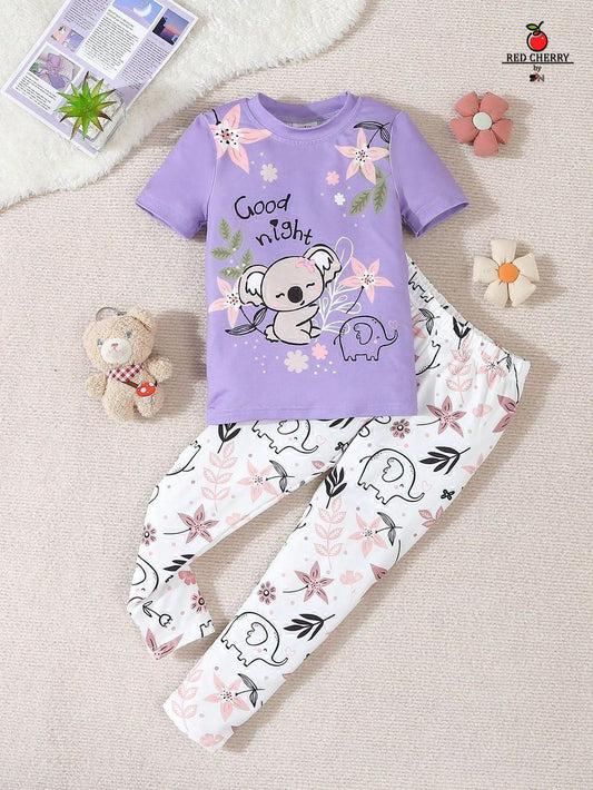 Purple Good Night Shirt & Trouser For Baby & Baba