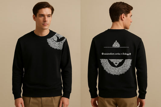 BACK LATTER PRINTED AND EMBOSED PRINTED SWEATSHIRT BLACK COLOUR FABRIC FLEECE STYLE GROOVE