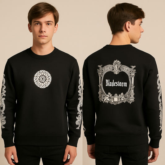 EMBOSED PRINTED SWEATSHIRT BLACK COLOUR FABRIC FLEECE STYLE GROOVE