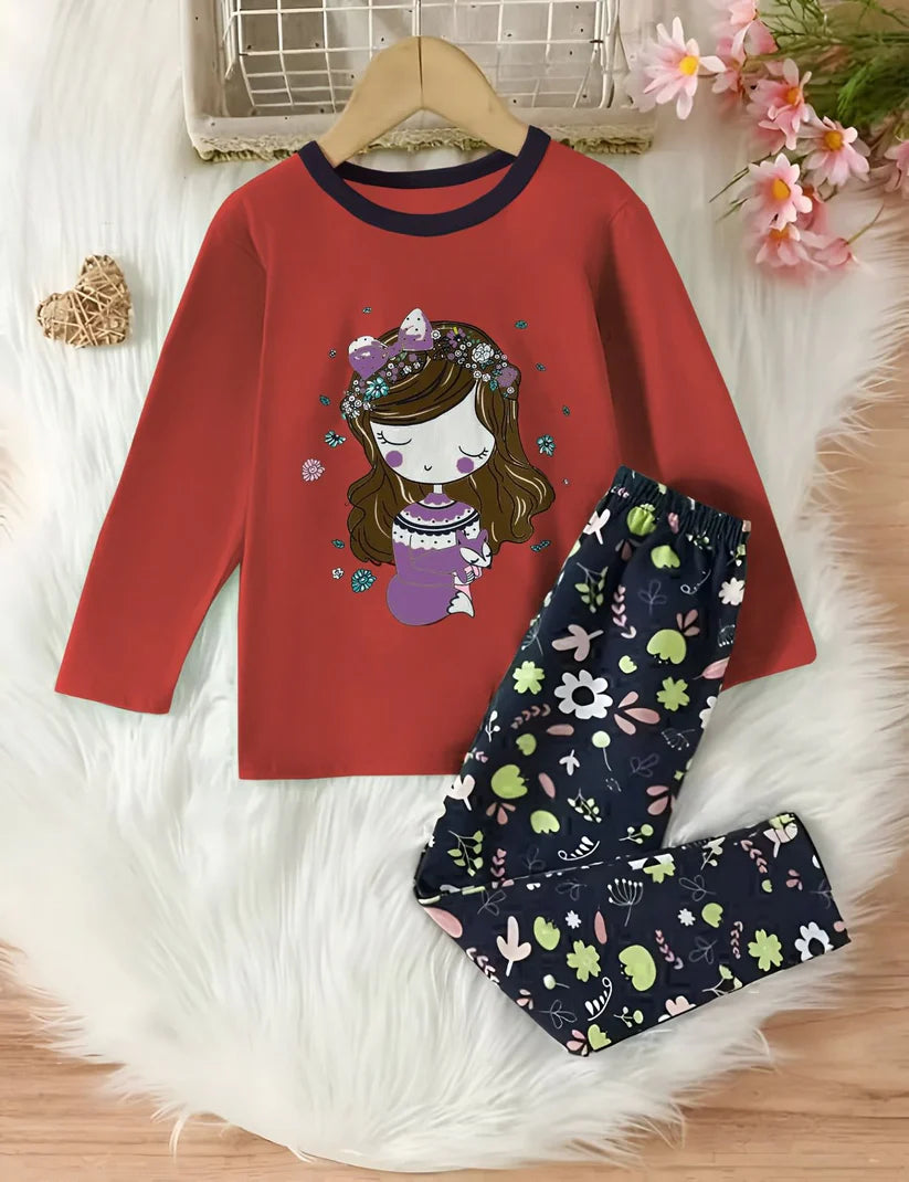 Red Elsa Style shirt & Trouser For Baby & Baba